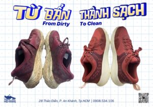 Cách tẩy giày trắng bị ố vàng – hình thực tế tại HD Sneaker Cleaning 1