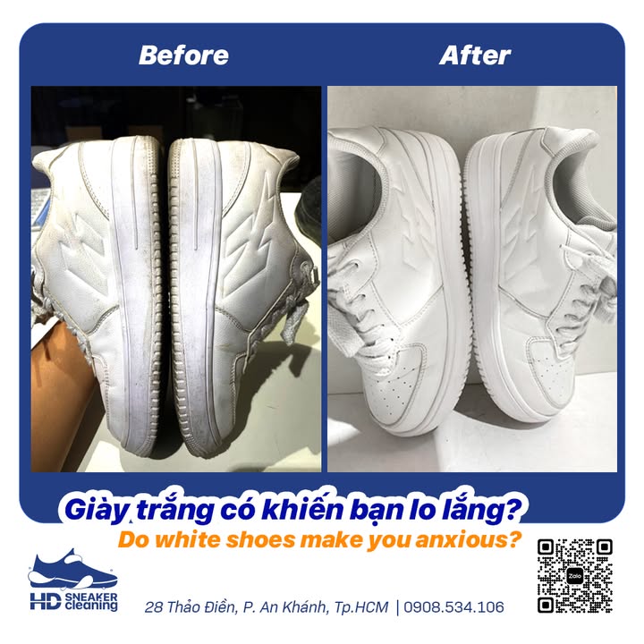 Giặt giày trắng trắng sáng
