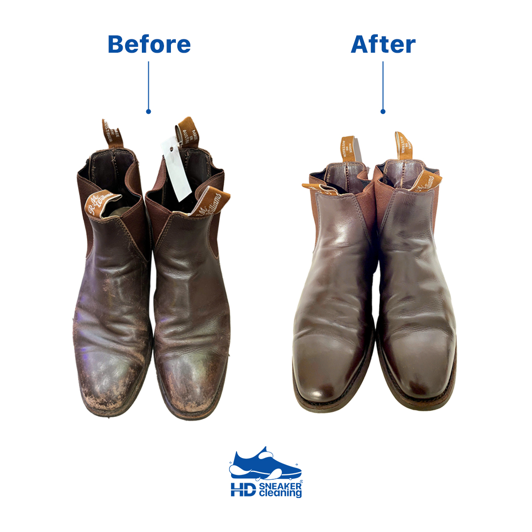 Before After phục hồi giày da & boots tại HD Sneaker Cleaning #14