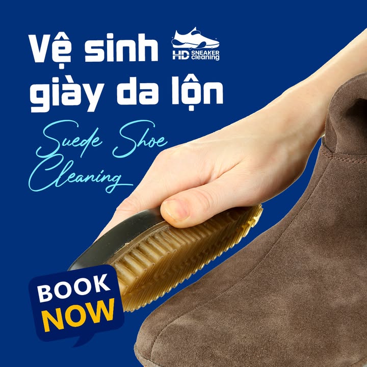 Quy trình vệ sinh giày da lộn thủ công bằng bàn chải chuyên dụng tại HD
