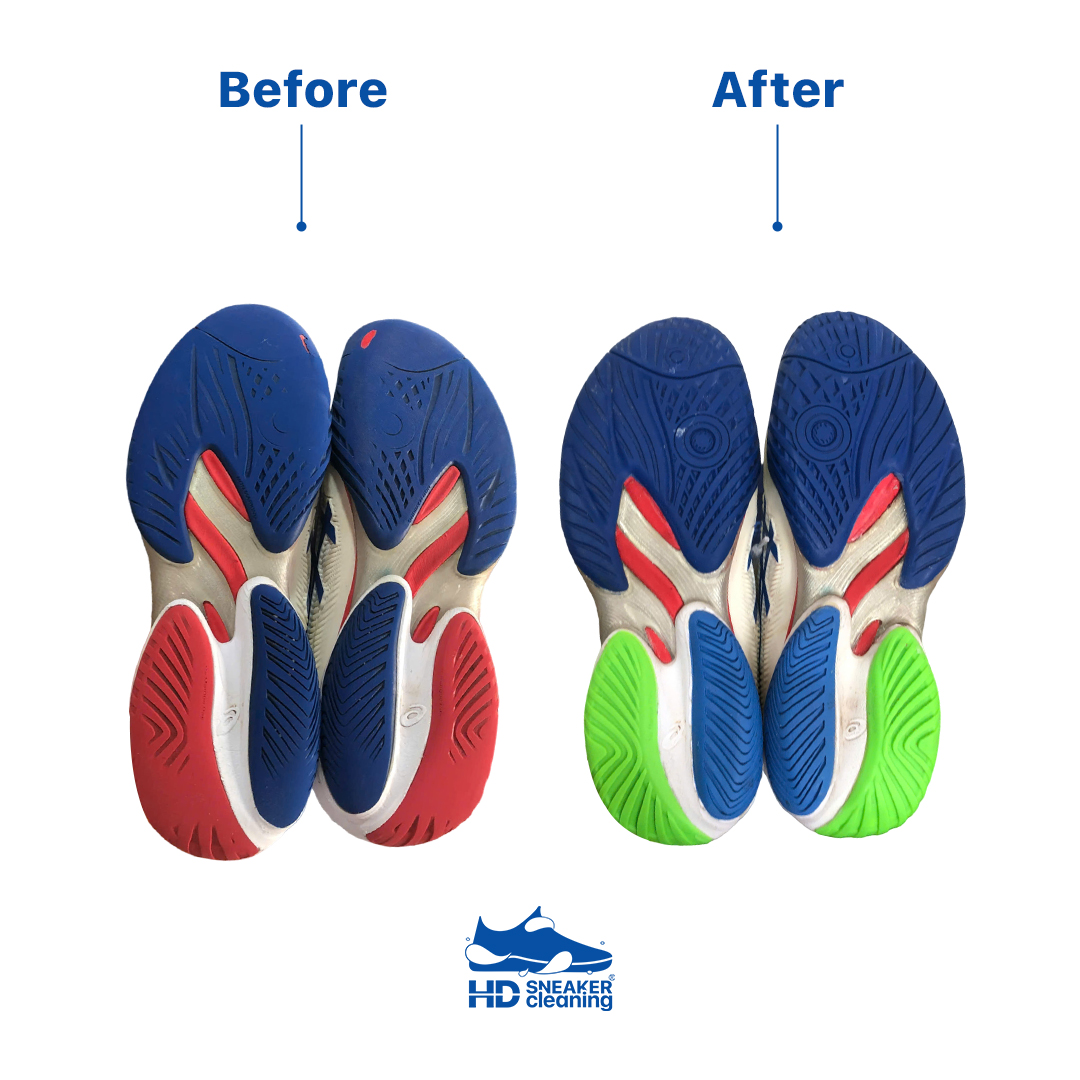 Sửa đế giày pickleball đỏ thành xanh lá tại HD Sneaker