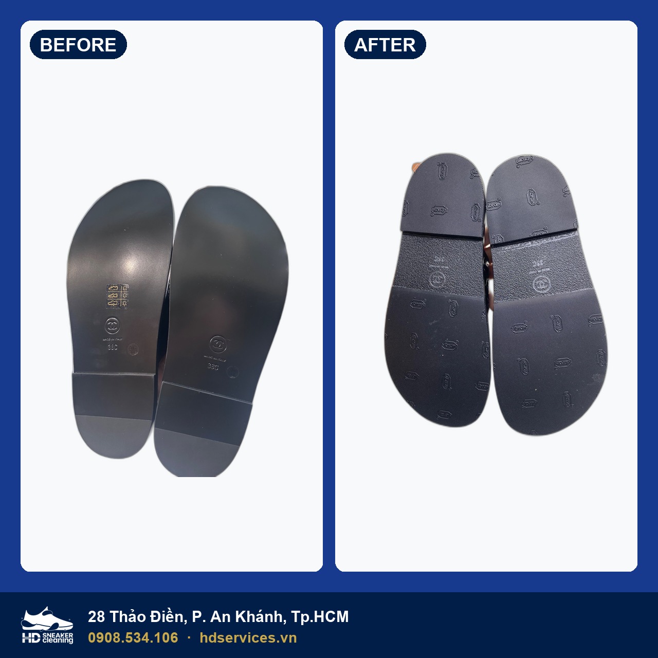 Dán đế Vibram cho giày Chanel tại HD Sneaker Cleaning