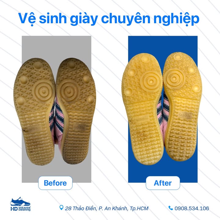 Giặt đế giày da lộn ố vàng làm sạch tại HD Sneaker Cleaning