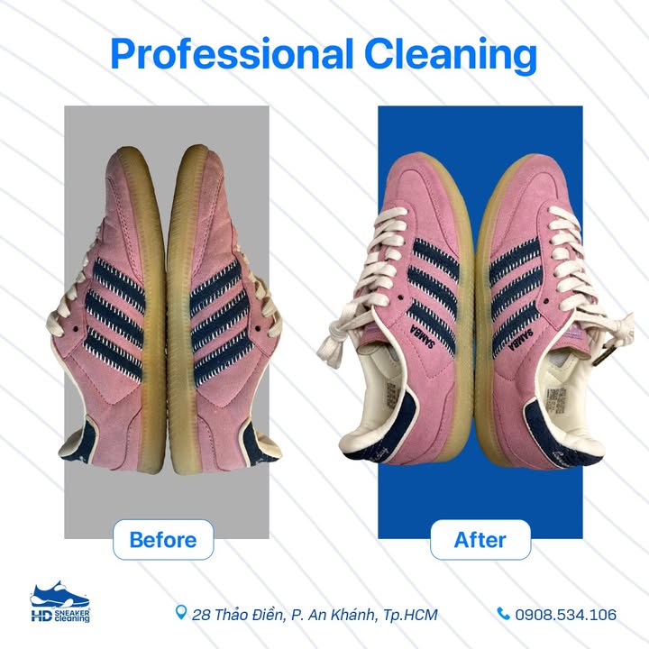 Vệ sinh giày da lộn Adidas trước sau tại HD Sneaker Cleaning