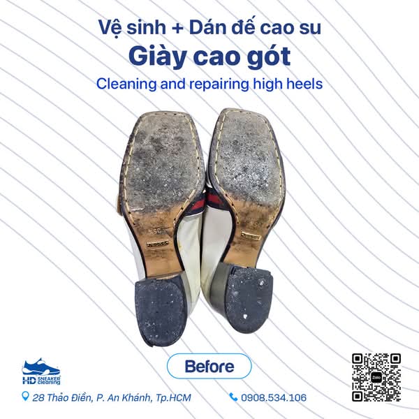Dán đế cao gót cao cấp - vệ sinh giày Quận 7 tại HD Sneaker Cleaning